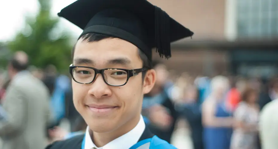 student wearing mortar board on graduation