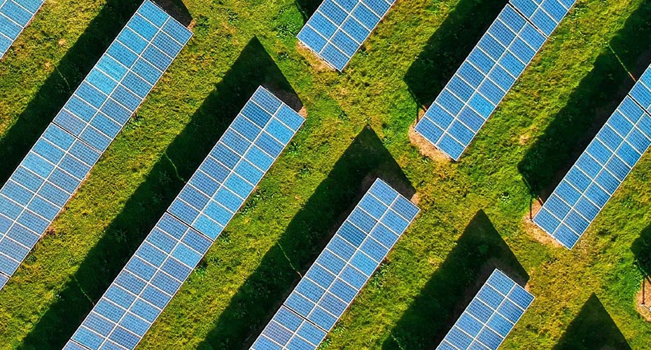 Close up of solar panels