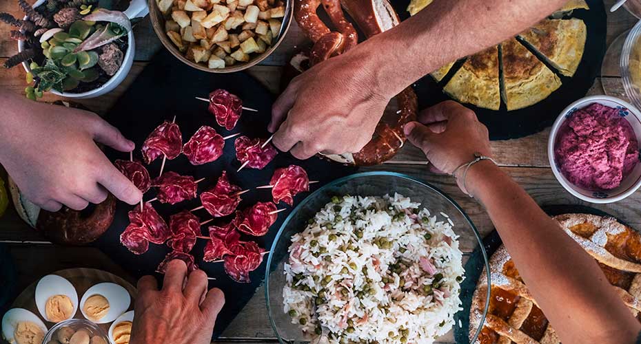 Sharing food platter