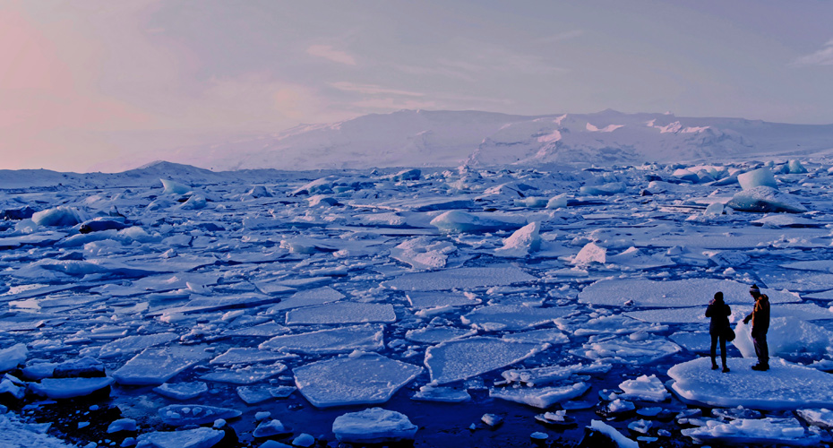 Scientists on broken ice