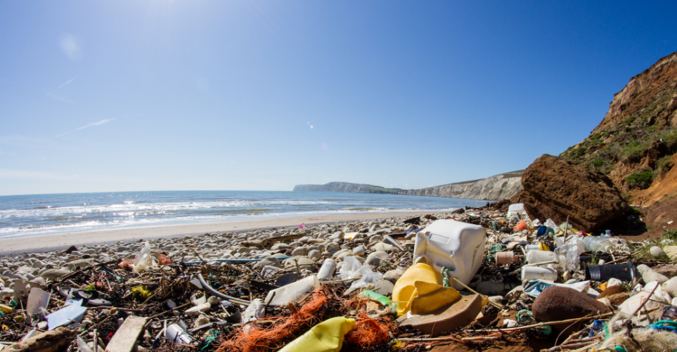 Plastics on a beach